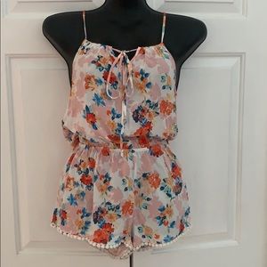 Timing Women’s White Coral Floral Shorts Romper